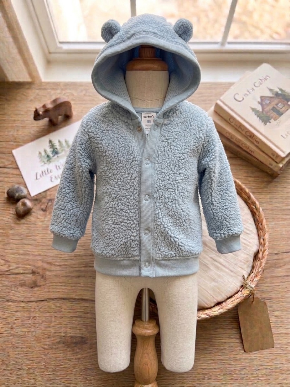Carter's Soft Light Blue Teddy Sherpa Hoodie with Ears